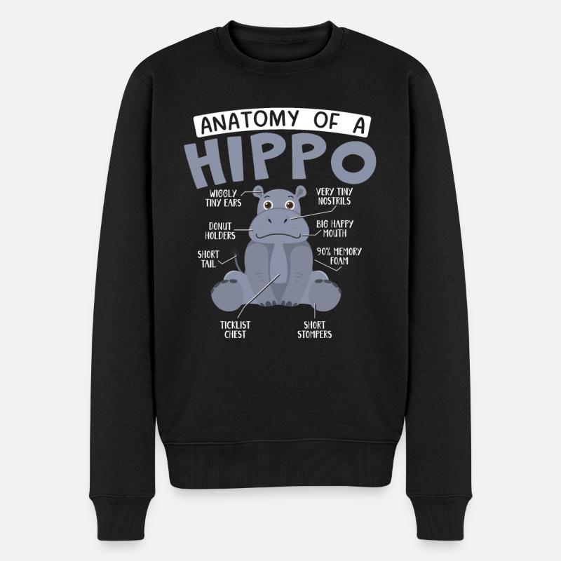 Anatomie eines Nilpferd-Tier-Nilpferd-Liebhabers - Männer Premium Bio Pullover - Schwarz