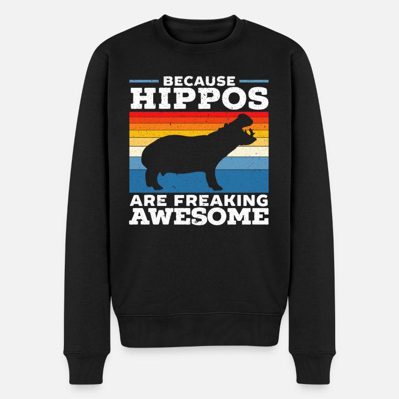Weil Flusspferde verdammt tolle Nilpferde sind - Männer Premium Bio Pullover - Schwarz