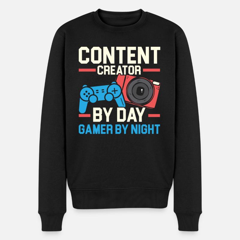 Content Creator von Day Gamer von Night Influencer - Männer Premium Bio Pullover - Schwarz