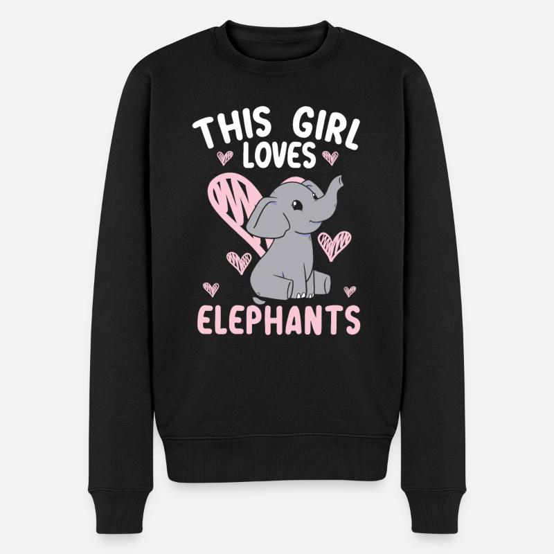 Dieses Mädchen liebt Elefanten Tierpfleger - Männer Premium Bio Pullover - Schwarz