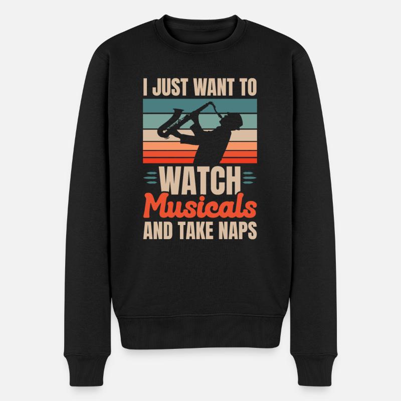 Ich möchte nur Musicals sehen und ein Nickerchen machen Musik - Männer Premium Bio Pullover - Schwarz