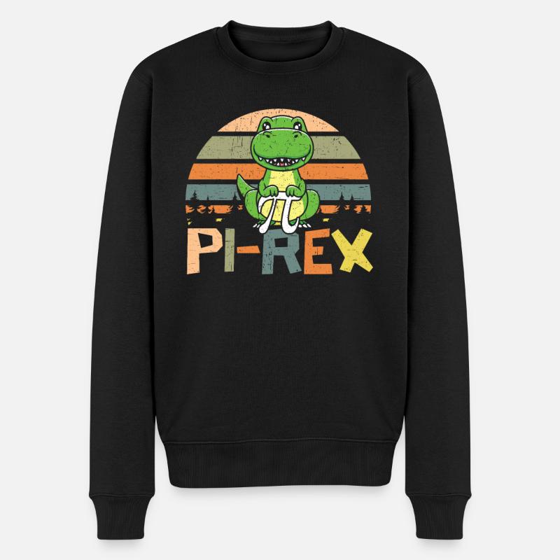 Pi-Rex Dinosaurier Mathematiklehrer Mathematiker Pi Day - Männer Premium Bio Pullover - Schwarz