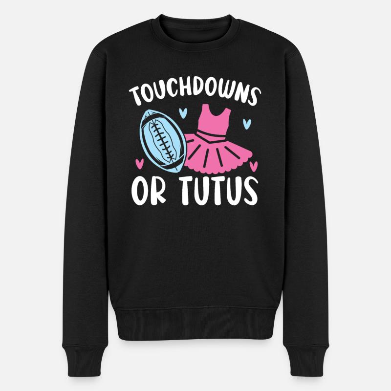 Touchdowns oder Tutus Schwangerschaft Geschlecht offenbaren - Männer Premium Bio Pullover - Schwarz