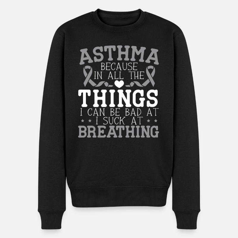 Asthma Bewusstsein Atmung Keuchen Asthma Krieger - Männer Premium Bio Pullover - Schwarz