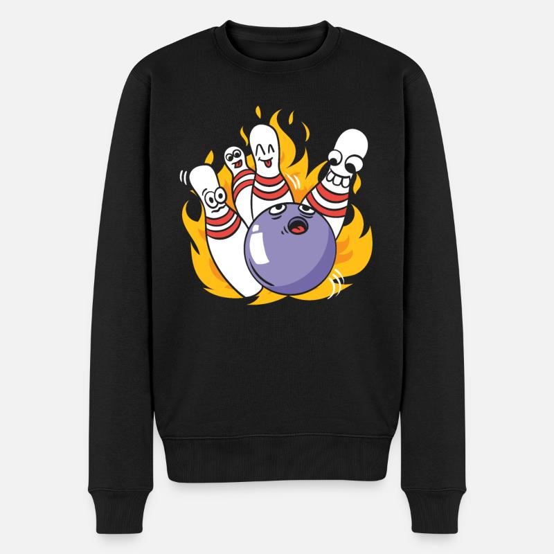 Bowling Zerstörte Pins Kegeln - Männer Premium Bio Pullover - Schwarz