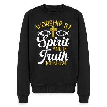 Christlich Gläubiger Religiöser Pastor Bibel - Männer Premium Bio Pullover - Schwarz - Vorne - Nico (187cm)