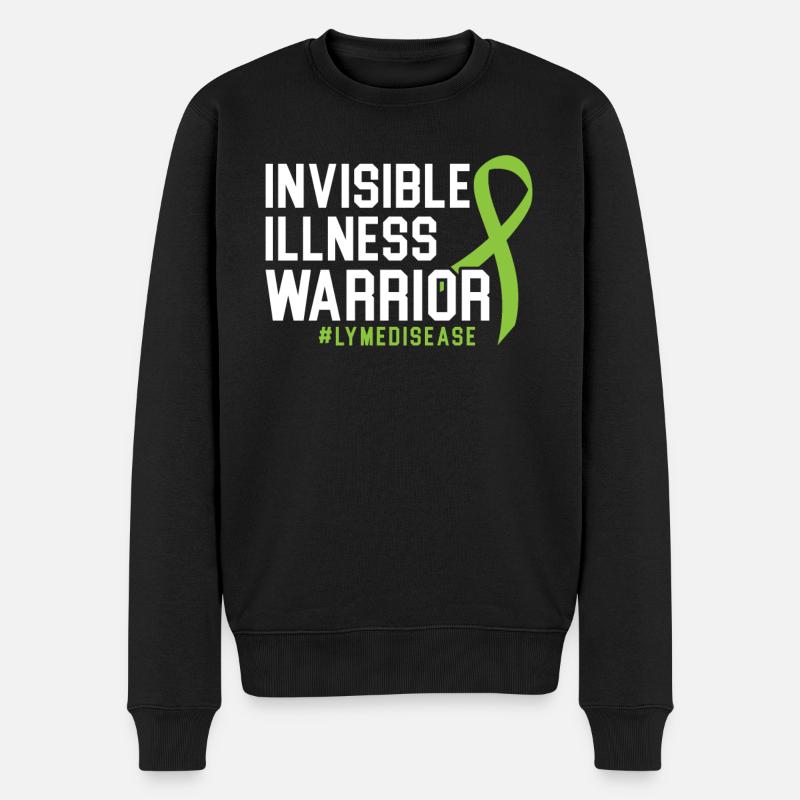 Unsichtbare Krankheit Krieger Lyme-Borreliose Bewusstsein - Männer Premium Bio Pullover - Schwarz