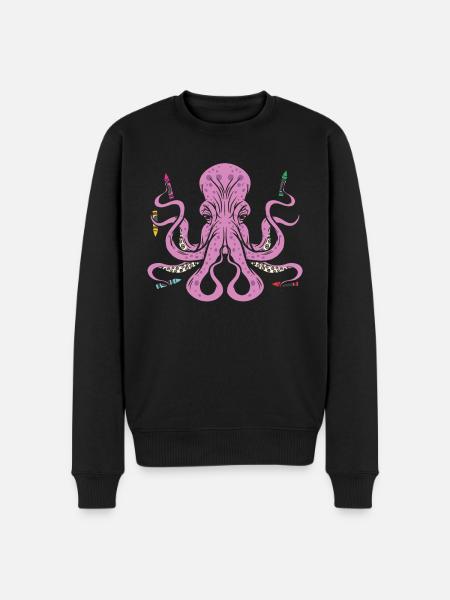 Crayon Farvelægning Kunstnerisk tegning Farve Blæksprutte - Økologisk premium-sweatshirt til mænd - sort