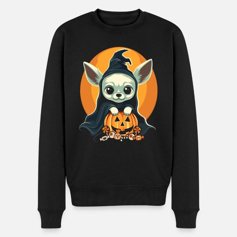 Chihuahua Halloween Welpe Süßes oder Saures Hundeliebhaber - Männer Premium Bio Pullover - Schwarz