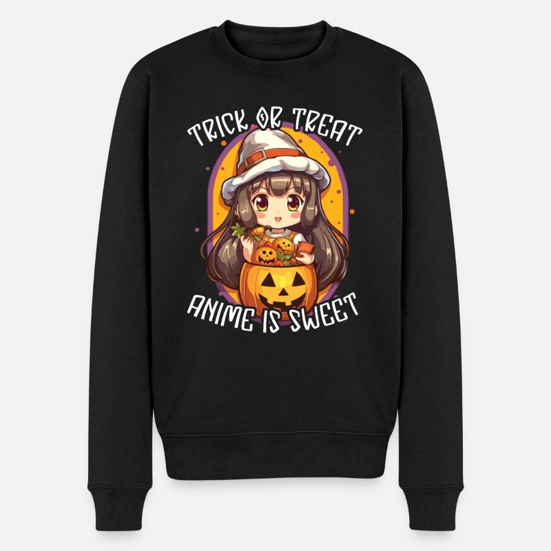Anime Halloween Kawaii Süßes oder Saures Gruseliger Manga - Männer Premium Bio Pullover - Schwarz