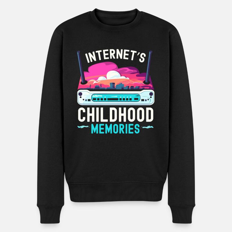 DFÜ-Internetverbindung 90er Computerwitze - Männer Premium Bio Pullover - Schwarz