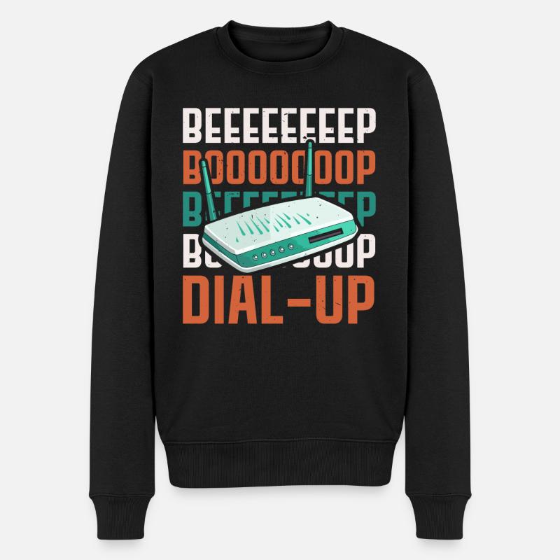 DFÜ-Internetverbindung 90er Computerwitze - Männer Premium Bio Pullover - Schwarz