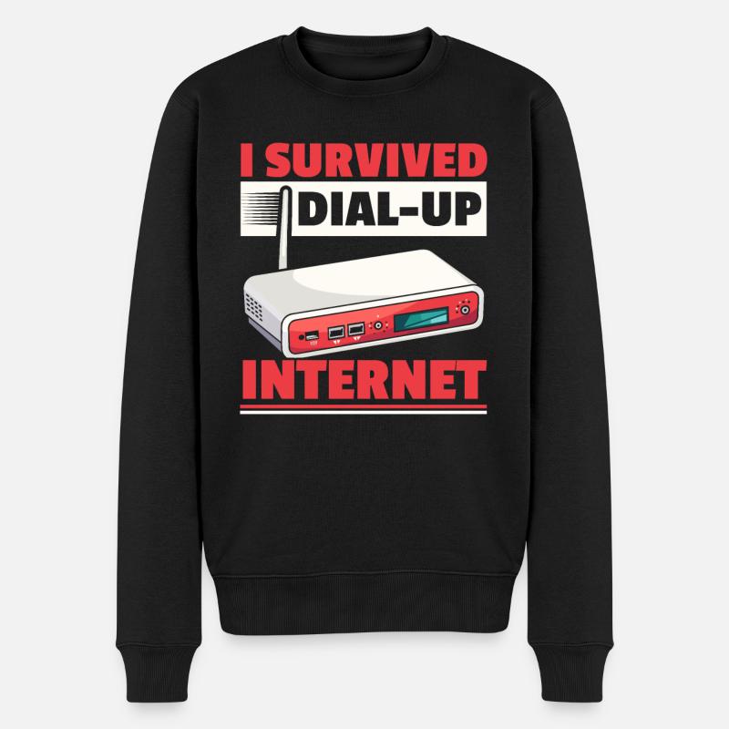 DFÜ-Internetverbindung 90er Computerwitze - Männer Premium Bio Pullover - Schwarz