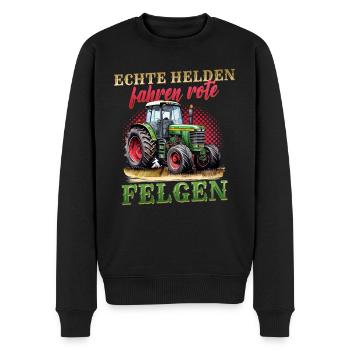 Landwirt Traktor Echte Helden Fahren Rote Felgen - Männer Premium Bio Pullover - Schwarz - Vorne - Nico (187cm)