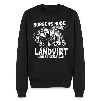 Landwirt Morgens Müde Abends Blau Geschenkidee - Männer Premium Bio Pullover - Schwarz - Vorne - Nico (187cm)