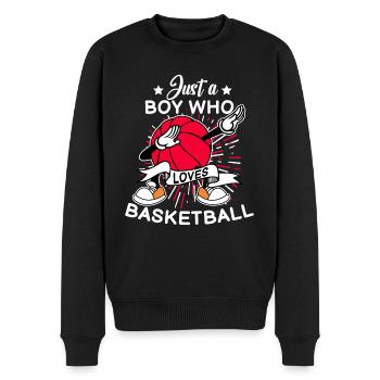 Just A Boy Who Loves Basketball Sports Gift Idea - Men's Premium Organic Jumper - black - Front - Nico (187cm)