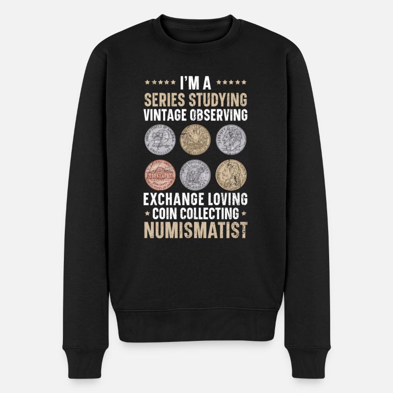 Münzsammler Numismatiker Münzsammler - Männer Premium Bio Pullover - Schwarz