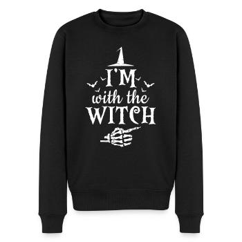 Halloween Männer I'm With The Witch - Männer Premium Bio Pullover - Schwarz - Vorne - Nico (187cm)