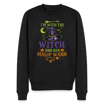 Halloween I'm With The Witch And Her Magic Wand - Männer Premium Bio Pullover - Schwarz - Vorne - Nico (187cm)