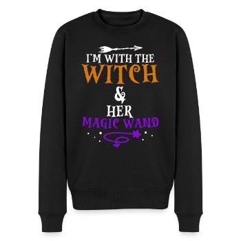 Halloween I'm With The Witch And Her Magic Wand - Männer Premium Bio Pullover - Schwarz - Vorne - Nico (187cm)