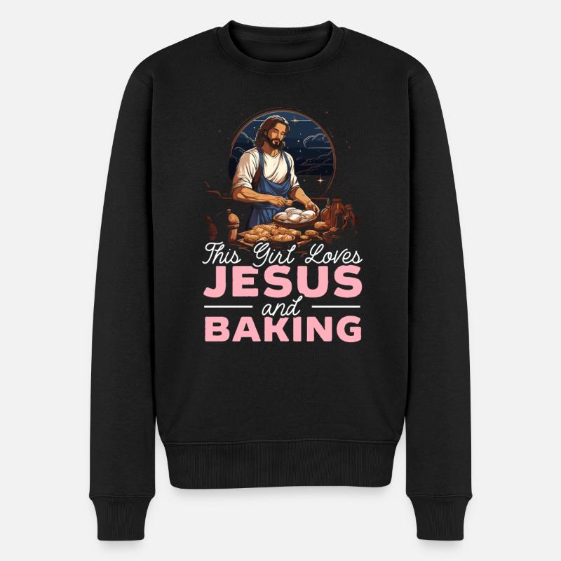 Bäcker Bäckerei Kuchen Brot Muffin Gebäck Lebensmittel Backen - Männer Premium Bio Pullover - Schwarz