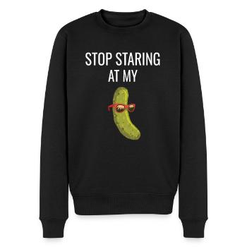 Humour Homme Concombre Arrête de regarder mon cornichon - Pull Premium bio Homme - noir - Devant - Nico (187cm)