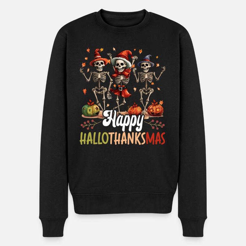 Hallothanksmas Halloween Thanksgiving Noël - Pull Premium bio Homme - noir