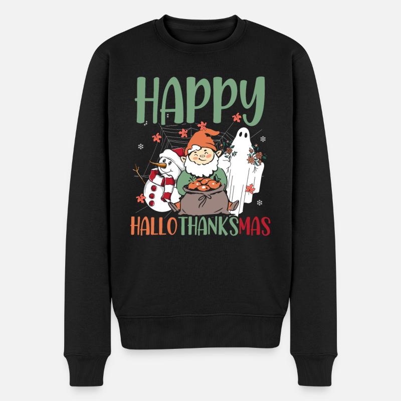 Hallothanksmas Halloween Thanksgiving Noël - Pull Premium bio Homme - noir