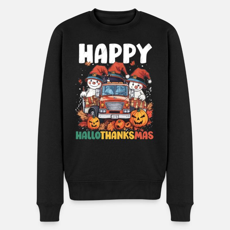 Hallothanksmas Halloween Thanksgiving Noël - Pull Premium bio Homme - noir
