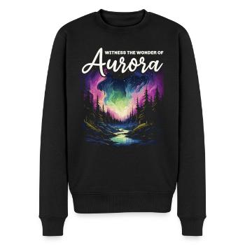 Aurore boréale ciel étoilé Nature lumière affichage - Pull Premium bio Homme - noir - Devant - Nico (187cm)