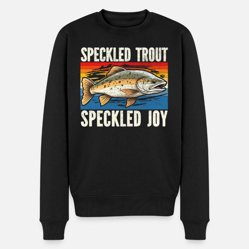 Gesprenkelte Forelle Fisch Fischer Fischer Angeln - Männer Premium Bio Pullover - Schwarz