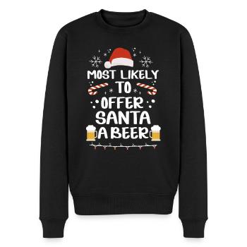 Weihnachten Bier Most Likely To Offer Santa a Beer - Männer Premium Bio Pullover - Schwarz - Vorne - Nico (187cm)