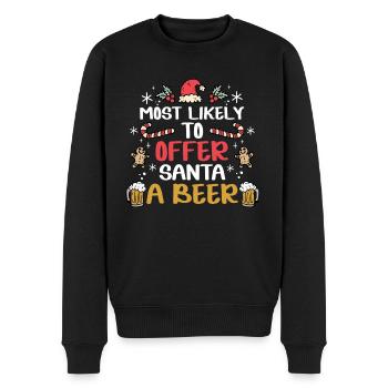 Weihnachten Bier Most Likely To Offer Santa a Beer - Männer Premium Bio Pullover - Schwarz - Vorne - Nico (187cm)