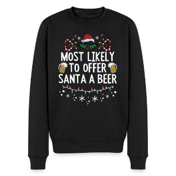 Weihnachten Bier Most Likely To Offer Santa a Beer - Männer Premium Bio Pullover - Schwarz - Vorne - Nico (187cm)