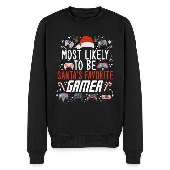 Christmas Xmas Gaming Santa's Favorite Gamer - Men's Premium Organic Jumper - black - Front - Nico (187cm)