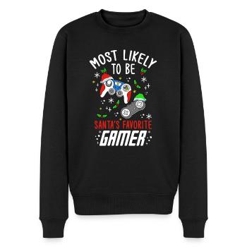 Christmas Xmas Gaming Santa's Favorite Gamer - Men's Premium Organic Jumper - black - Front - Nico (187cm)