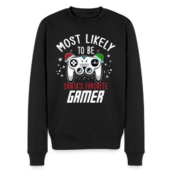 Christmas Xmas Gaming Santa's Favorite Gamer - Men's Premium Organic Jumper - black - Front - Nico (187cm)