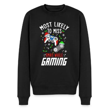 Weihnachten Gamer Lustig Miss Xmas While Gaming - Männer Premium Bio Pullover - Schwarz - Vorne - Nico (187cm)