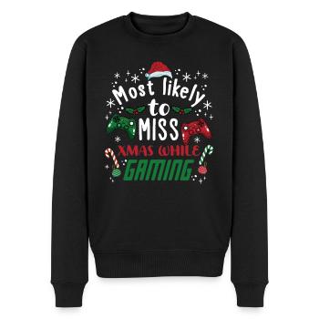 Weihnachten Gamer Lustig Miss Xmas While Gaming - Männer Premium Bio Pullover - Schwarz - Vorne - Nico (187cm)