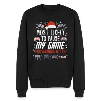 Weihnachten Gamer Pause My Game For Gaming Gifts - Männer Premium Bio Pullover - Schwarz - Vorne - Nico (187cm)
