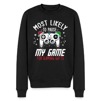 Weihnachten Gamer Pause My Game For Gaming Gifts - Männer Premium Bio Pullover - Schwarz - Vorne - Nico (187cm)