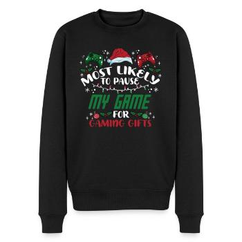 Weihnachten Gamer Pause My Game For Gaming Gifts - Männer Premium Bio Pullover - Schwarz - Vorne - Nico (187cm)