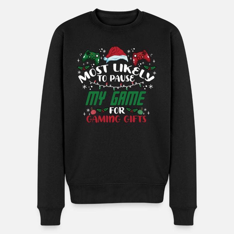 Weihnachten Gamer Pause My Game For Gaming Gifts - Männer Premium Bio Pullover - Schwarz