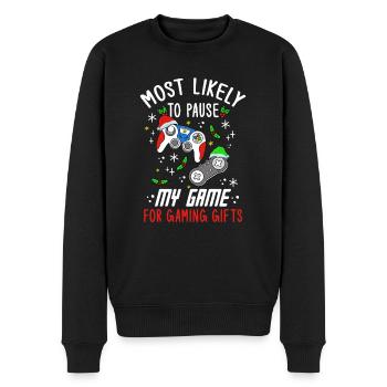Weihnachten Gamer Pause My Game For Gaming Gifts - Männer Premium Bio Pullover - Schwarz - Vorne - Nico (187cm)