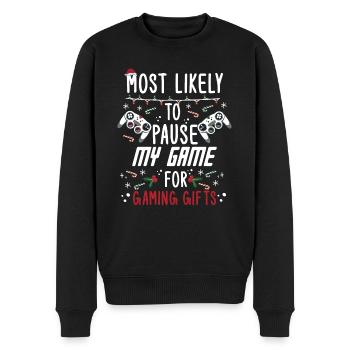 Weihnachten Gamer Pause My Game For Gaming Gifts - Männer Premium Bio Pullover - Schwarz - Vorne - Nico (187cm)