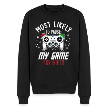 Weihnachten Gamer Gaming Pause My Game For Gifts - Männer Premium Bio Pullover - Schwarz - Vorne - Nico (187cm)