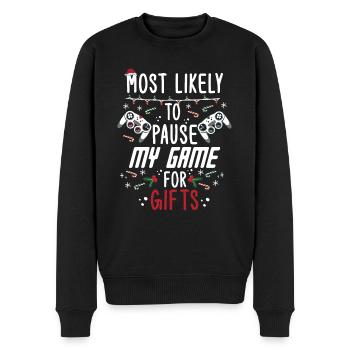 Weihnachten Gamer Gaming Pause My Game For Gifts - Männer Premium Bio Pullover - Schwarz - Vorne - Nico (187cm)