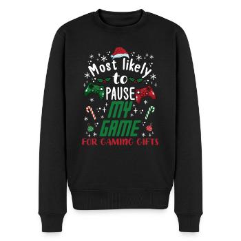 Weihnachten Gamer Pause My Game For Gaming Gifts - Männer Premium Bio Pullover - Schwarz - Vorne - Nico (187cm)