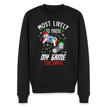 Noël Gamer Gaming Mettez mon jeu en pause pour le Père Noël - Pull Premium bio Homme - noir - Devant - Nico (187cm)