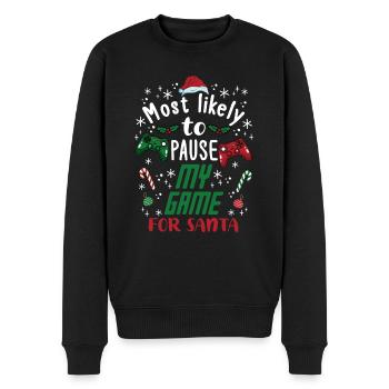 Noël Gamer Gaming Mettez mon jeu en pause pour le Père Noël - Pull Premium bio Homme - noir - Devant - Nico (187cm)
